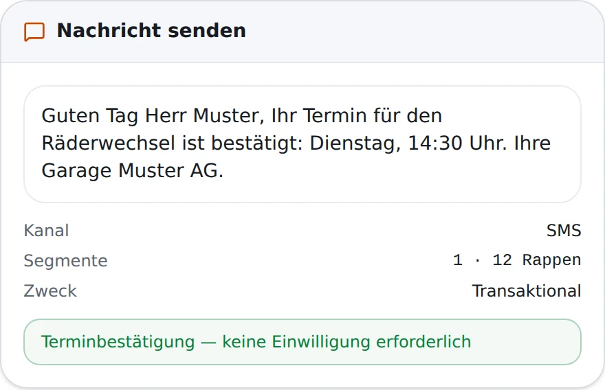 Nachrichtenentwurf mit Kanal, Segmenten und Zweck